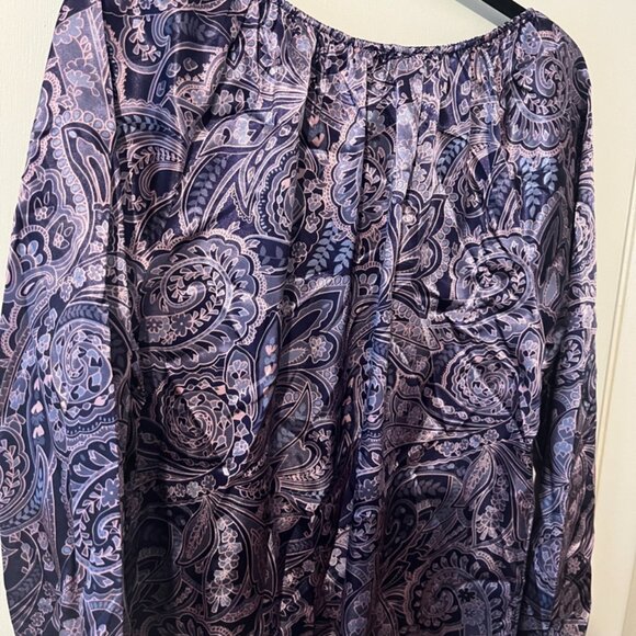 QUINTRSSENTIAL PAISLEY PRINT LONG SLEEVE BLOUSE SZ M - Picture 2 of 6